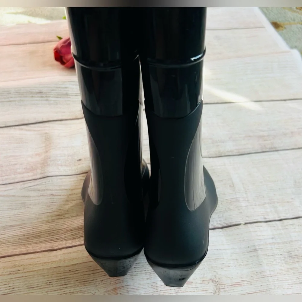 Jeffrey Campbell Black Glossy Short Rain Boots